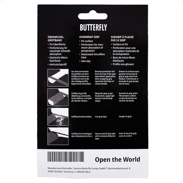Butterfly Overgrip Tape - Retail Packaging Back